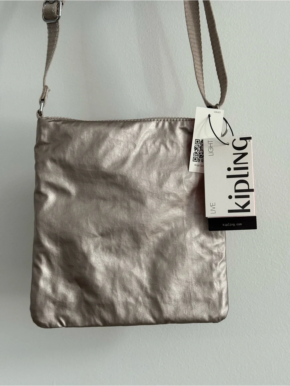 Kipling Metallic Taupe Crossbody Bag with Key Charm